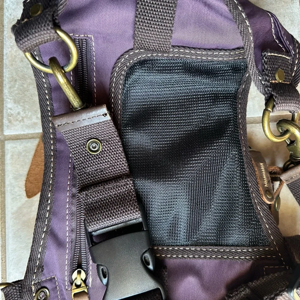 Purple Canvas Crossbody Sling Bag - Picture 7 of 15